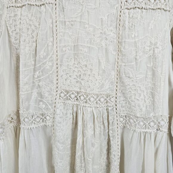 Vintage V Christina Lace Crochet Mini Dress in Ivory - Size L - Picture 6 of 12